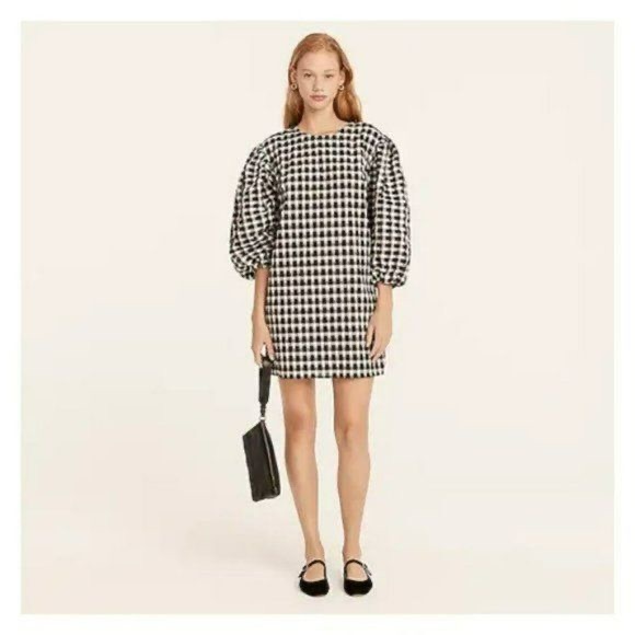 J. Crew Dresses & Skirts - J. Crew Puff Sleeve Mini Dress in Textured Plaid Medium NWT